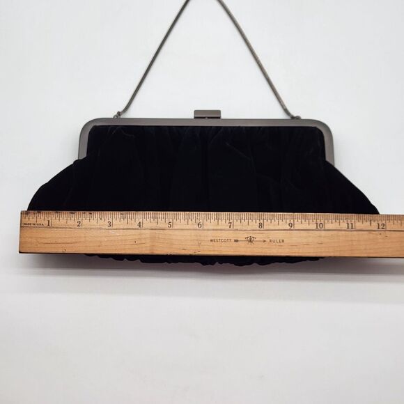 Vintage Y2K Convertible Evening Bag Elegant Chic Black Velvet Clutch Party Event - Picture 8 of 12